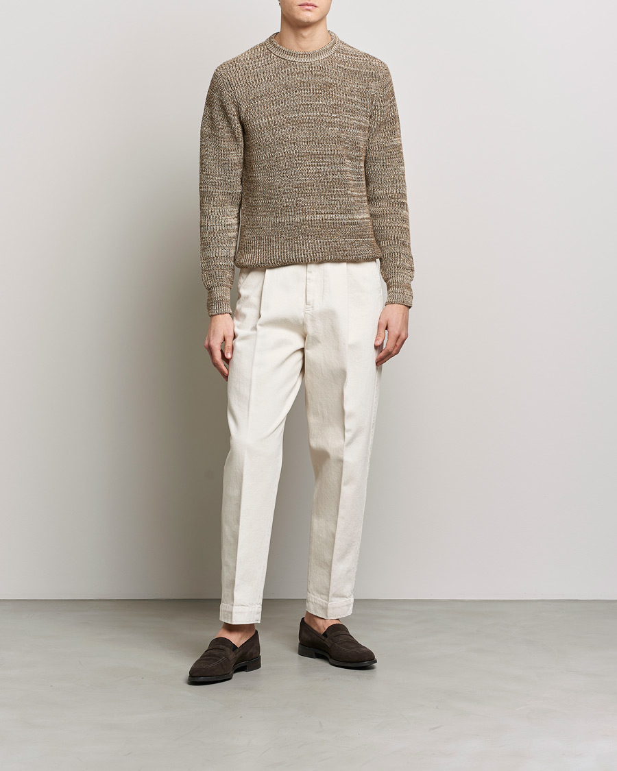 Herre | Gensere | Altea | Rib Cotton Sweater Brown Melange