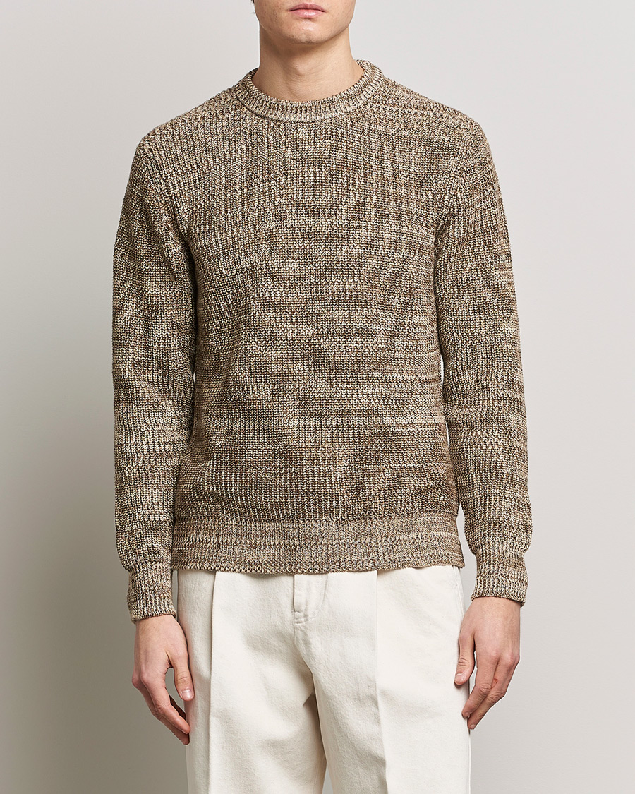 Herre | Strikkede gensere | Altea | Rib Cotton Sweater Brown Melange