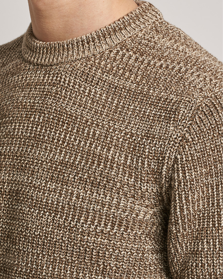 Herre | Gensere | Altea | Rib Cotton Sweater Brown Melange