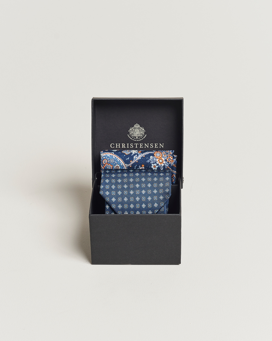 Herre | Amanda Christensen Box Set Silk Twill 8cm Tie With Pocket Square Navy | Amanda Christensen | Box Set Silk Twill 8cm Tie With Pocket Square Navy