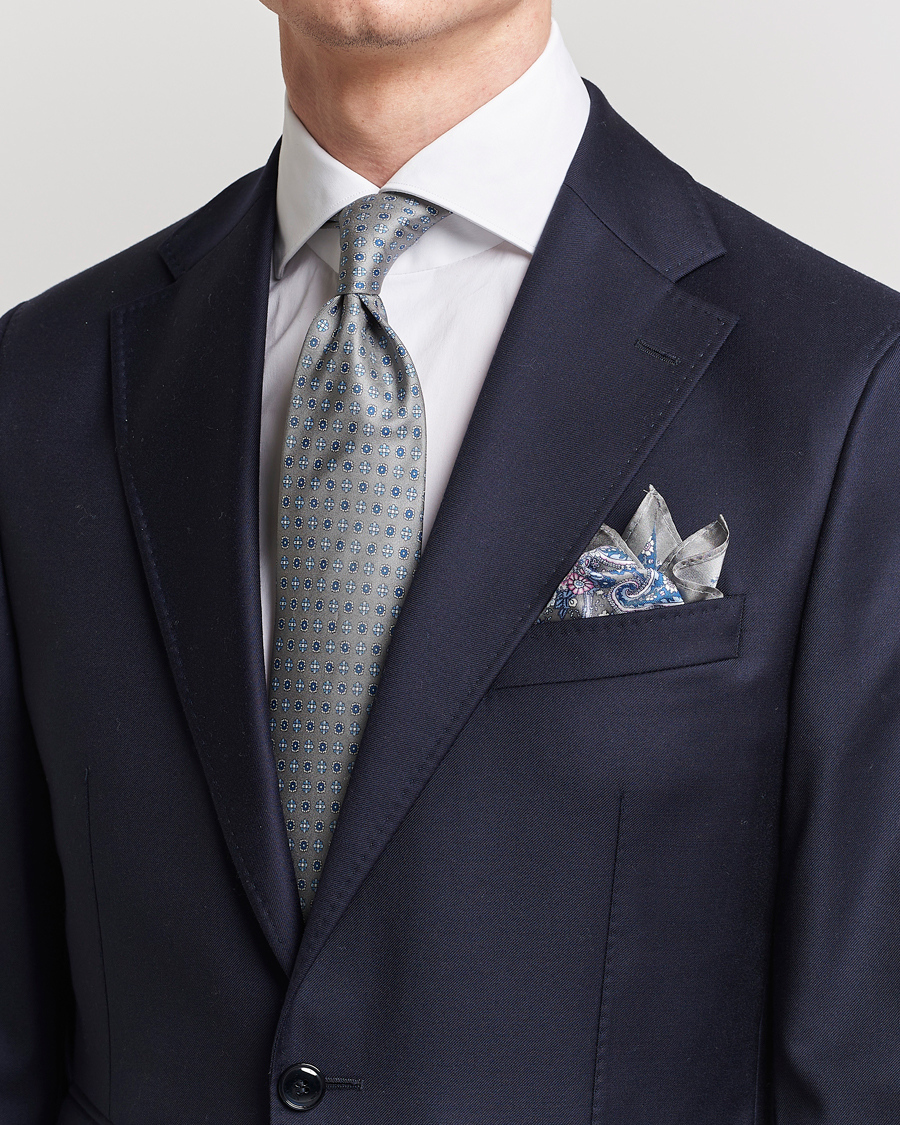 Herre | Amanda Christensen Box Set Silk Twill 8cm Tie With Pocket Square Grey | Amanda Christensen | Box Set Silk Twill 8cm Tie With Pocket Square Grey