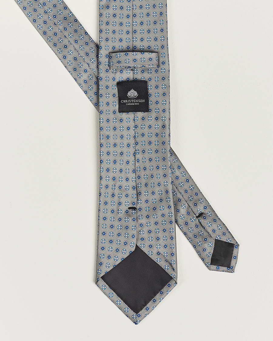 Herre | Amanda Christensen Box Set Silk Twill 8cm Tie With Pocket Square Grey | Amanda Christensen | Box Set Silk Twill 8cm Tie With Pocket Square Grey