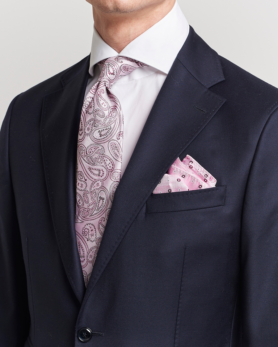 Herre | | Amanda Christensen | Box Set Silk 8cm Tie With Pocket Square Pink