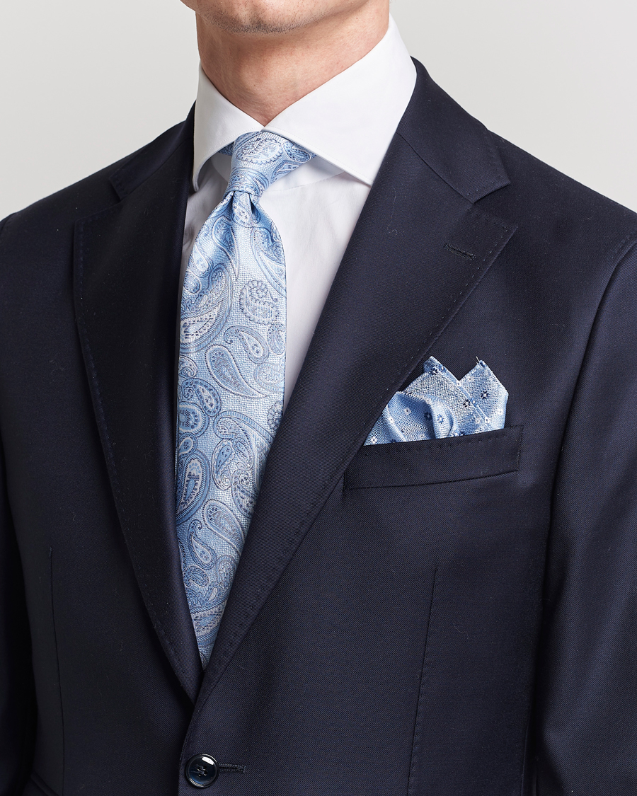 Herre | | Amanda Christensen | Box Set Silk 8cm Tie With Pocket Square Blue