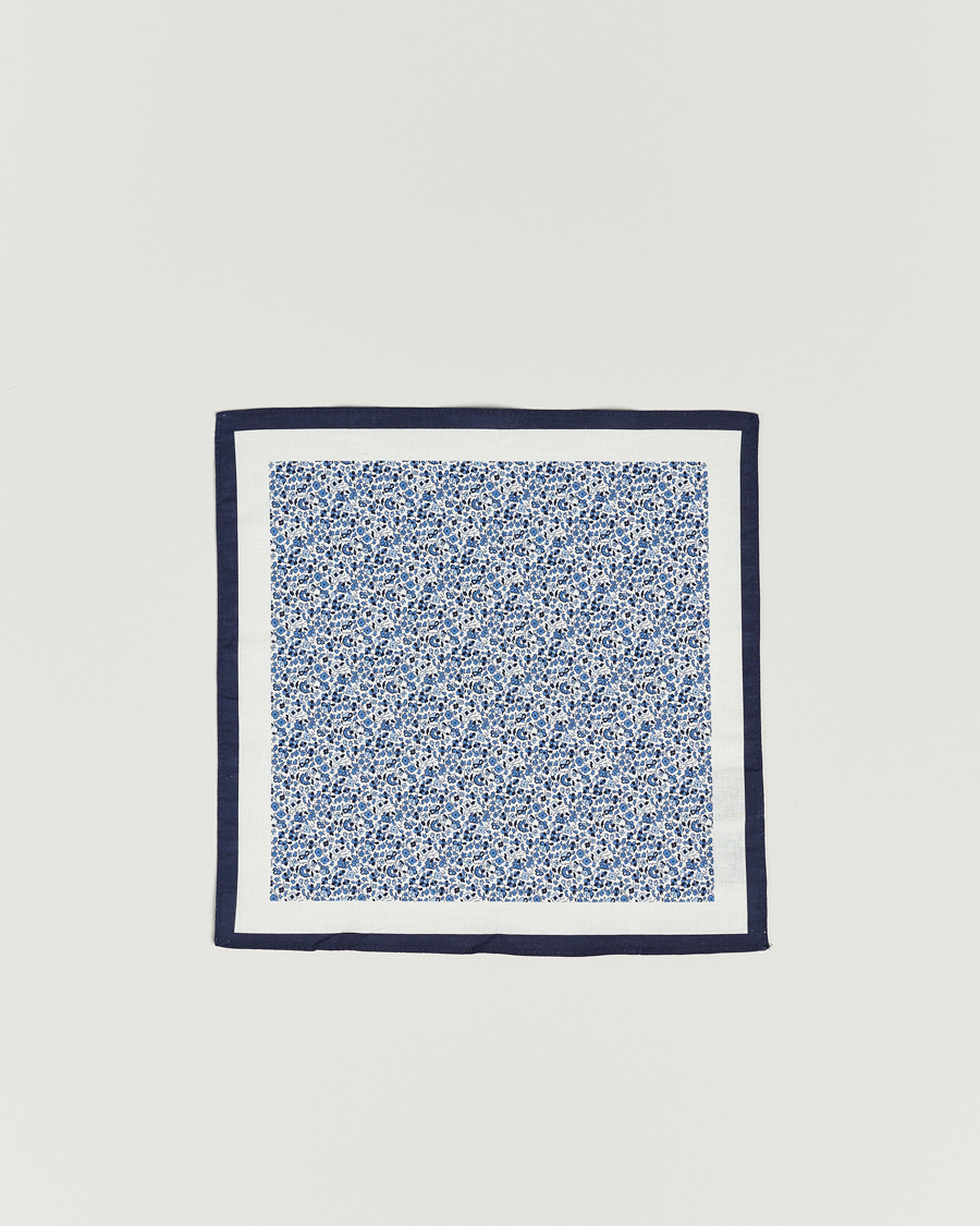 Herre | Amanda Christensen Box Set Printed Linen 8cm Tie With Pocket Square Navy | Amanda Christensen | Box Set Printed Linen 8cm Tie With Pocket Square Navy