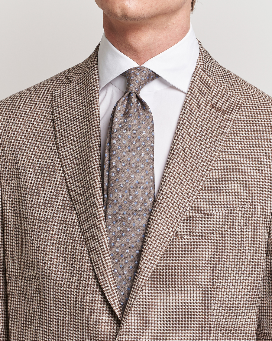 Herre | Amanda Christensen Linen Printed Medallion 8cm Tie Brown | Amanda Christensen | Linen Printed Medallion 8cm Tie Brown