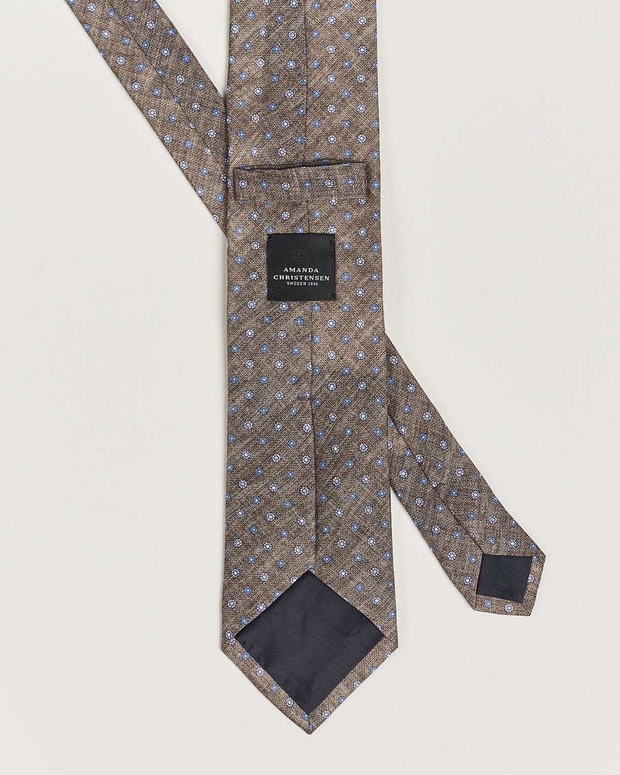 Herre | Amanda Christensen Linen Printed Medallion 8cm Tie Brown | Amanda Christensen | Linen Printed Medallion 8cm Tie Brown