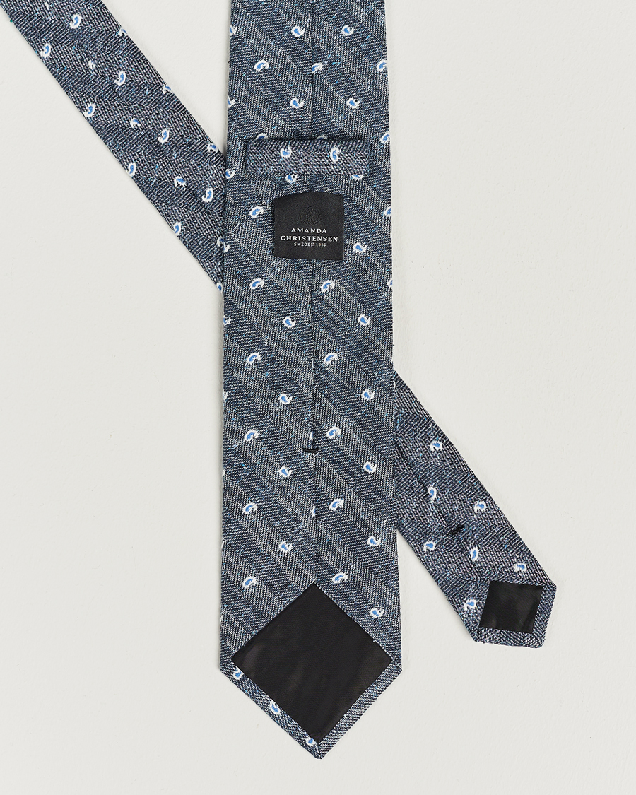 Herre | Slips | Amanda Christensen | Silk/Linen/Cotton Paisley 8cm Tie Navy