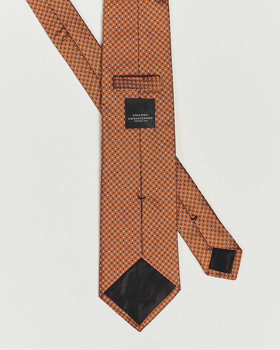 Herre | Amanda Christensen Silk Micro Printed 8cm Tie Rust Orange | Amanda Christensen | Silk Micro Printed 8cm Tie Rust Orange