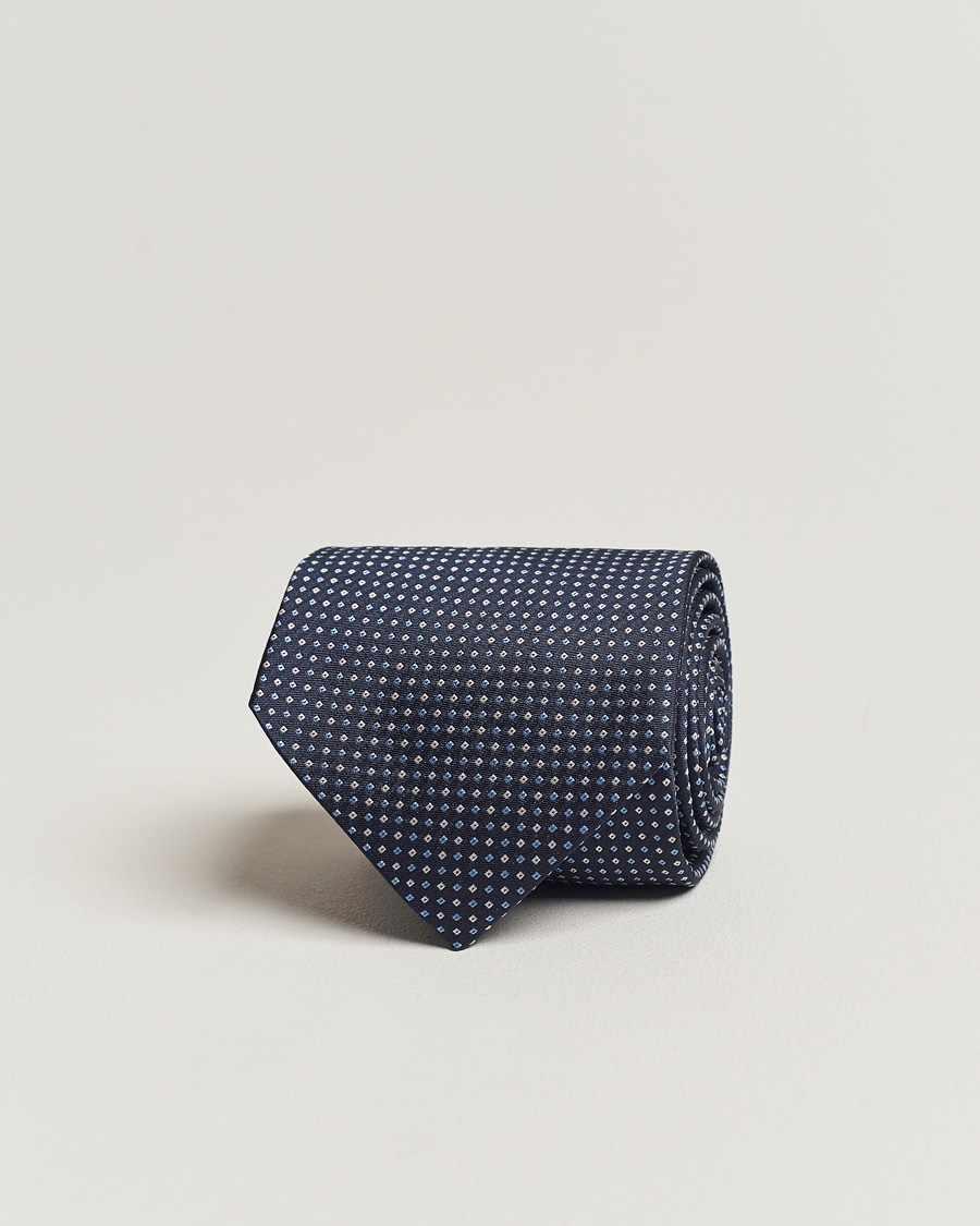 Herre | Amanda Christensen Silk Micro Printed 8cm Tie Navy | Amanda Christensen | Silk Micro Printed 8cm Tie Navy