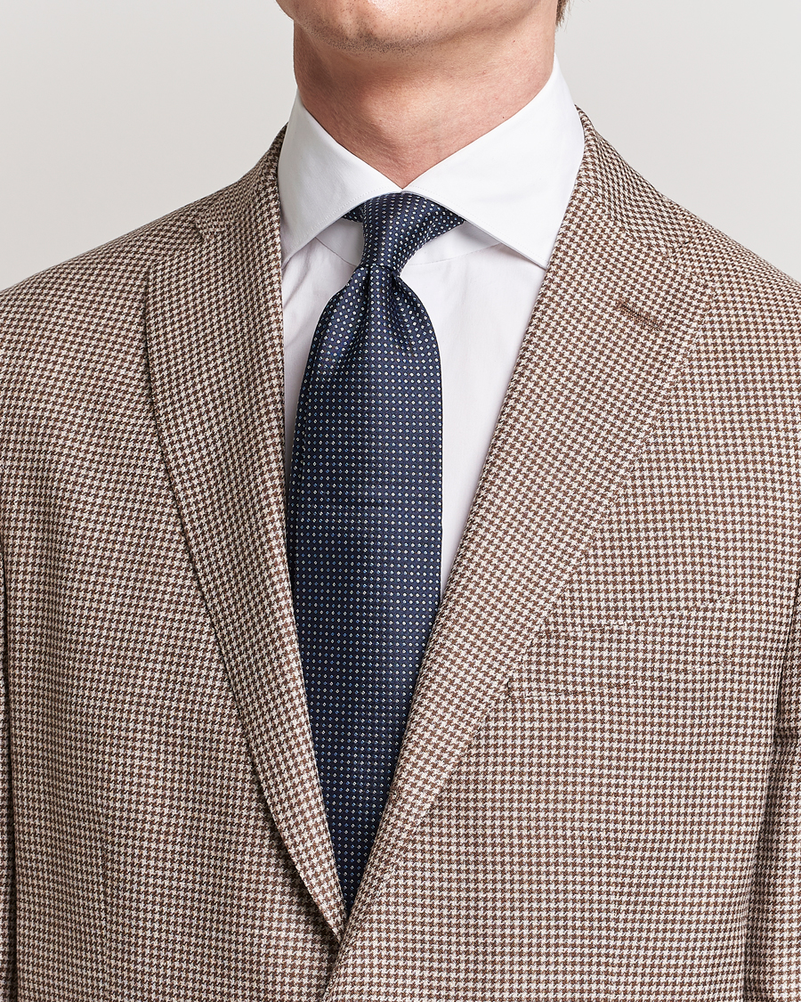 Herre | Amanda Christensen Silk Micro Printed 8cm Tie Navy | Amanda Christensen | Silk Micro Printed 8cm Tie Navy