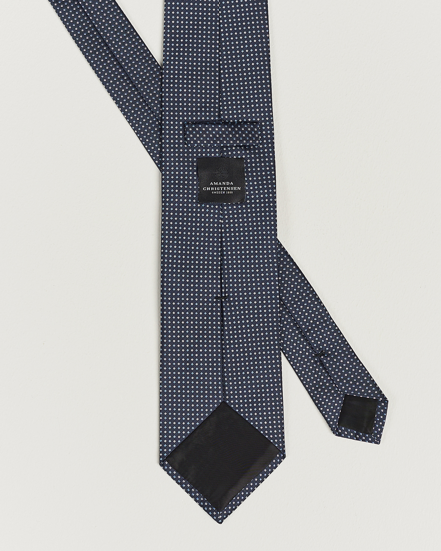 Herre | Amanda Christensen Silk Micro Printed 8cm Tie Navy | Amanda Christensen | Silk Micro Printed 8cm Tie Navy