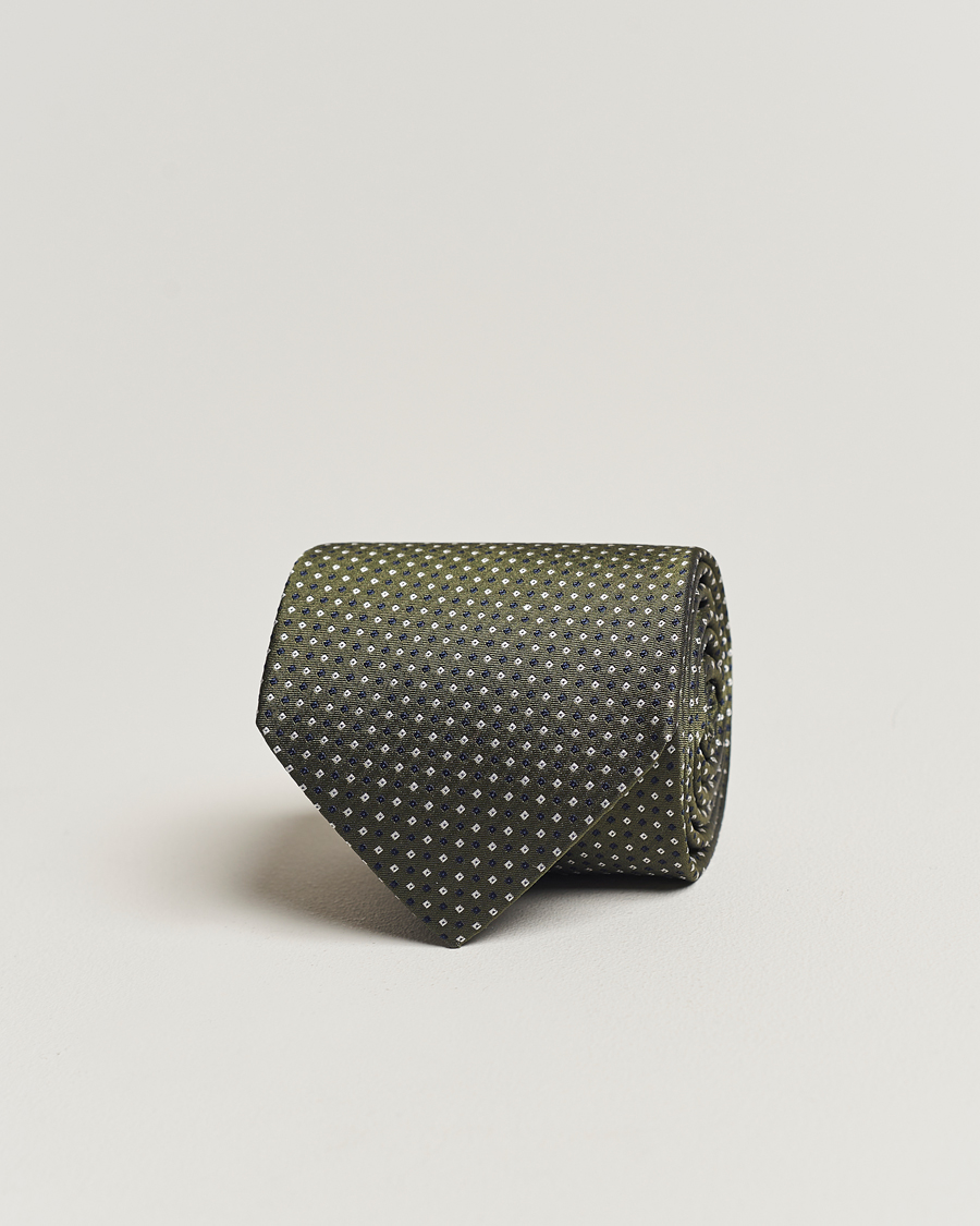 Herre | Amanda Christensen Silk Micro Printed 8cm Tie Olive | Amanda Christensen | Silk Micro Printed 8cm Tie Olive