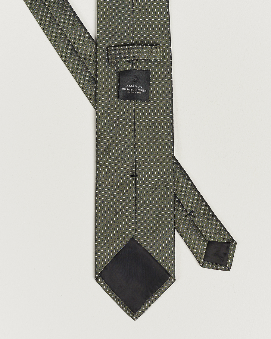 Herre | Amanda Christensen Silk Micro Printed 8cm Tie Olive | Amanda Christensen | Silk Micro Printed 8cm Tie Olive