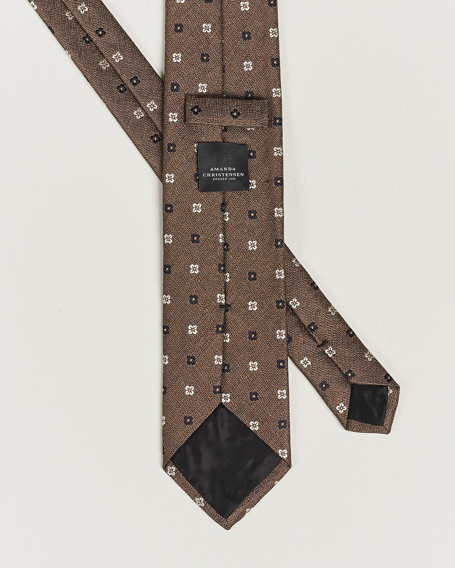 Herre |  | Amanda Christensen | Silk Bouclé Flower 8cm Tie Beige