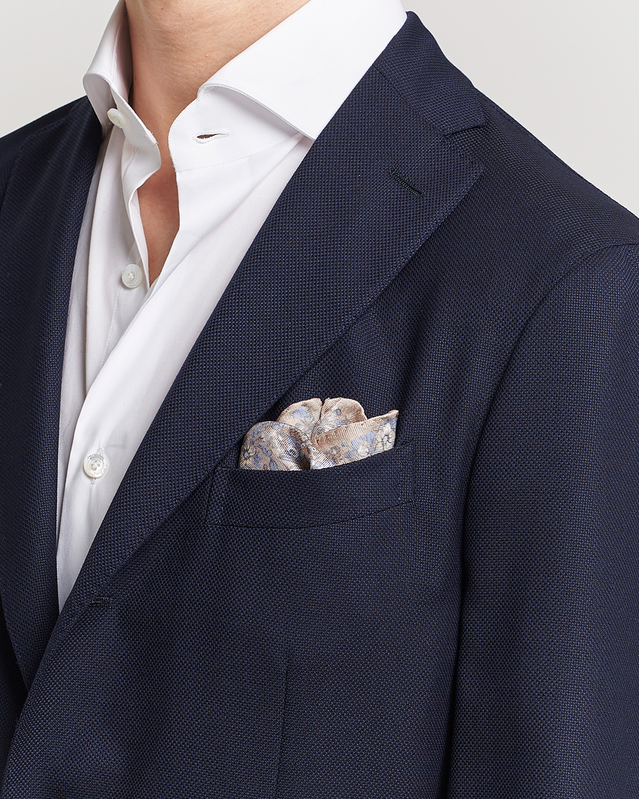 Herre | | Amanda Christensen | Silk Oxford Printed Flower Pocket Square Yellow