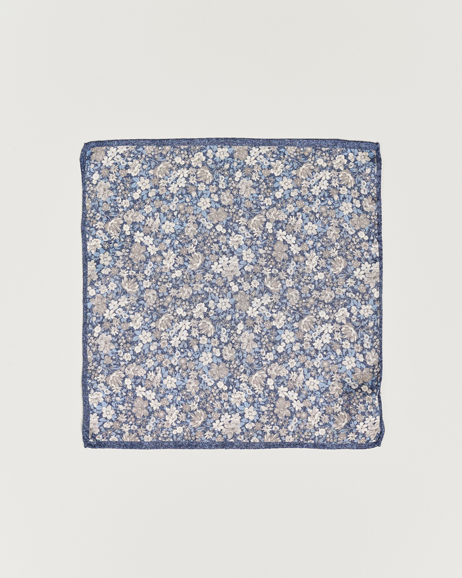 Herre | Lommetørklær | Amanda Christensen | Silk Oxford Printed Flower Pocket Square Navy