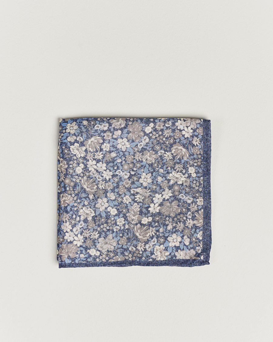 Herre | Lommetørklær | Amanda Christensen | Silk Oxford Printed Flower Pocket Square Navy