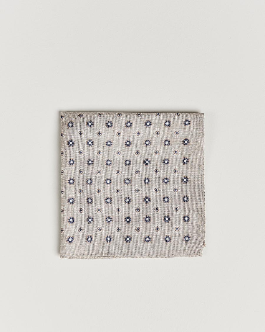 Herre | Amanda Christensen Silk Oxford Printed Flower Porcket Square Cream | Amanda Christensen | Silk Oxford Printed Flower Porcket Square Cream
