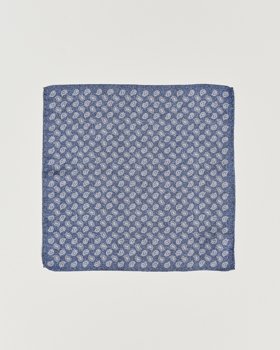 Herre | 30% salg | Amanda Christensen | Silk Oxford Printed Paisley Pocket Square Navy