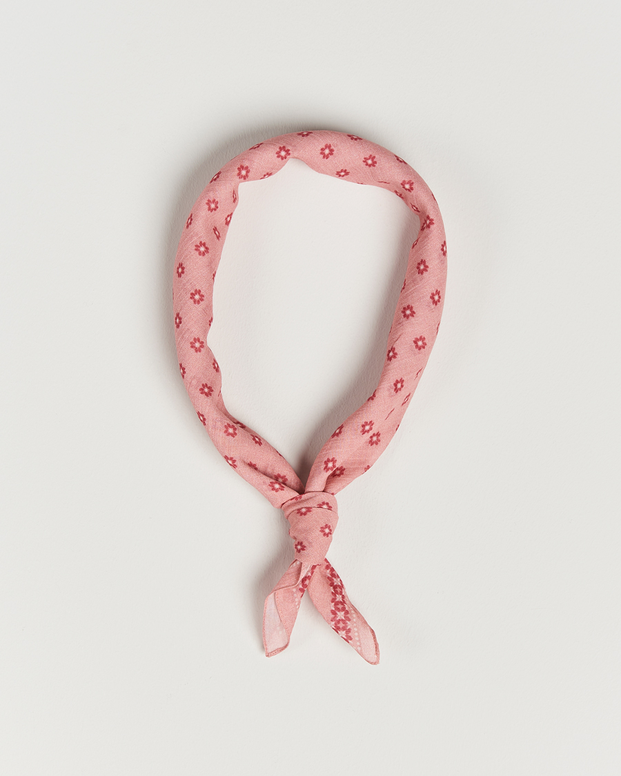 Herre | Amanda Christensen Cotton Voilé Printed Flower Bandana Red | Amanda Christensen | Cotton Voilé Printed Flower Bandana Red