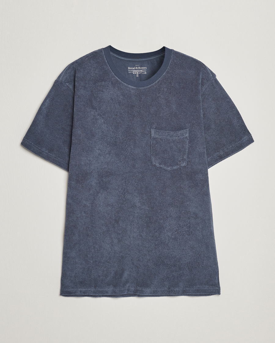 Herre | T-Shirts | Bread & Boxers | Terry Crew Neck T-Shirt Smoky Blue