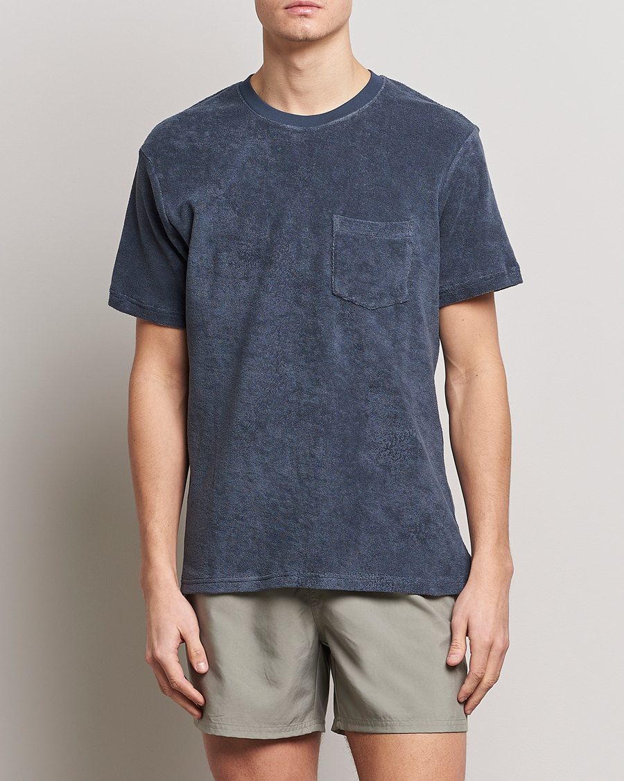 Herre | T-Shirts | Bread & Boxers | Terry Crew Neck T-Shirt Smoky Blue