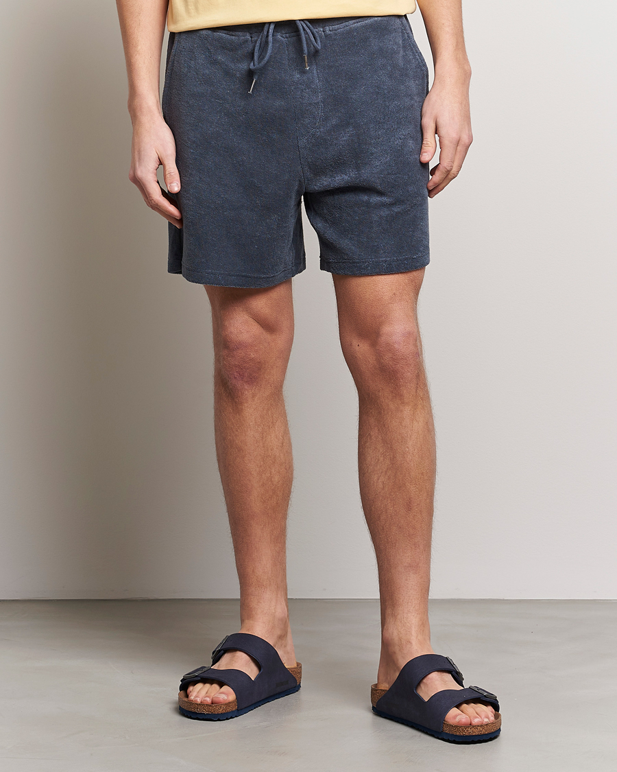 Herre | Shorts | Bread & Boxers | Terry Drawstring Shorts Smoky Blue