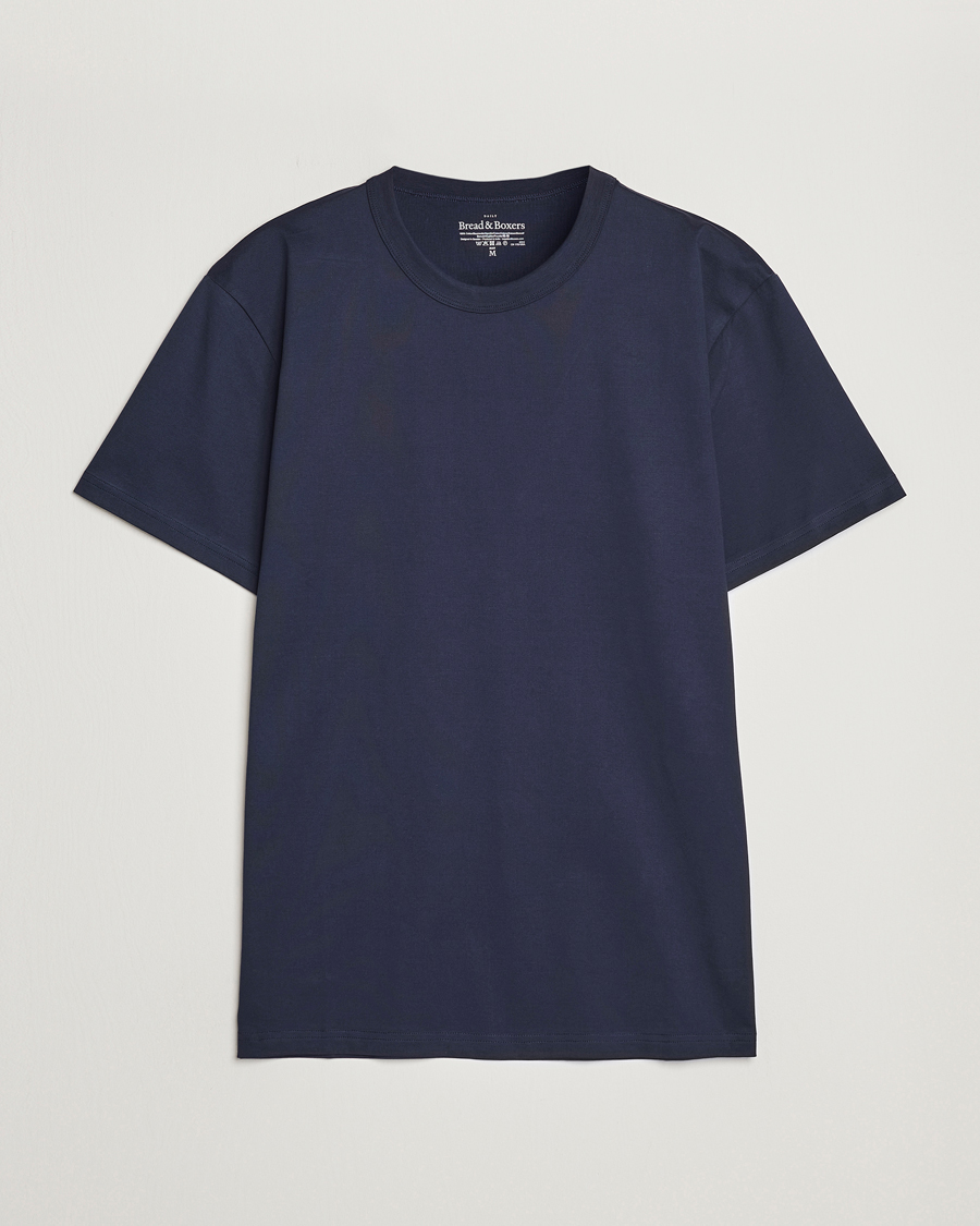 Herre |  | Bread & Boxers | Pima Cotton Crew Neck T-Shirt Navy Blue