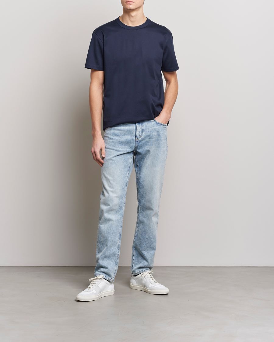 Herre | T-Shirts | Bread & Boxers | Pima Cotton Crew Neck T-Shirt Navy Blue