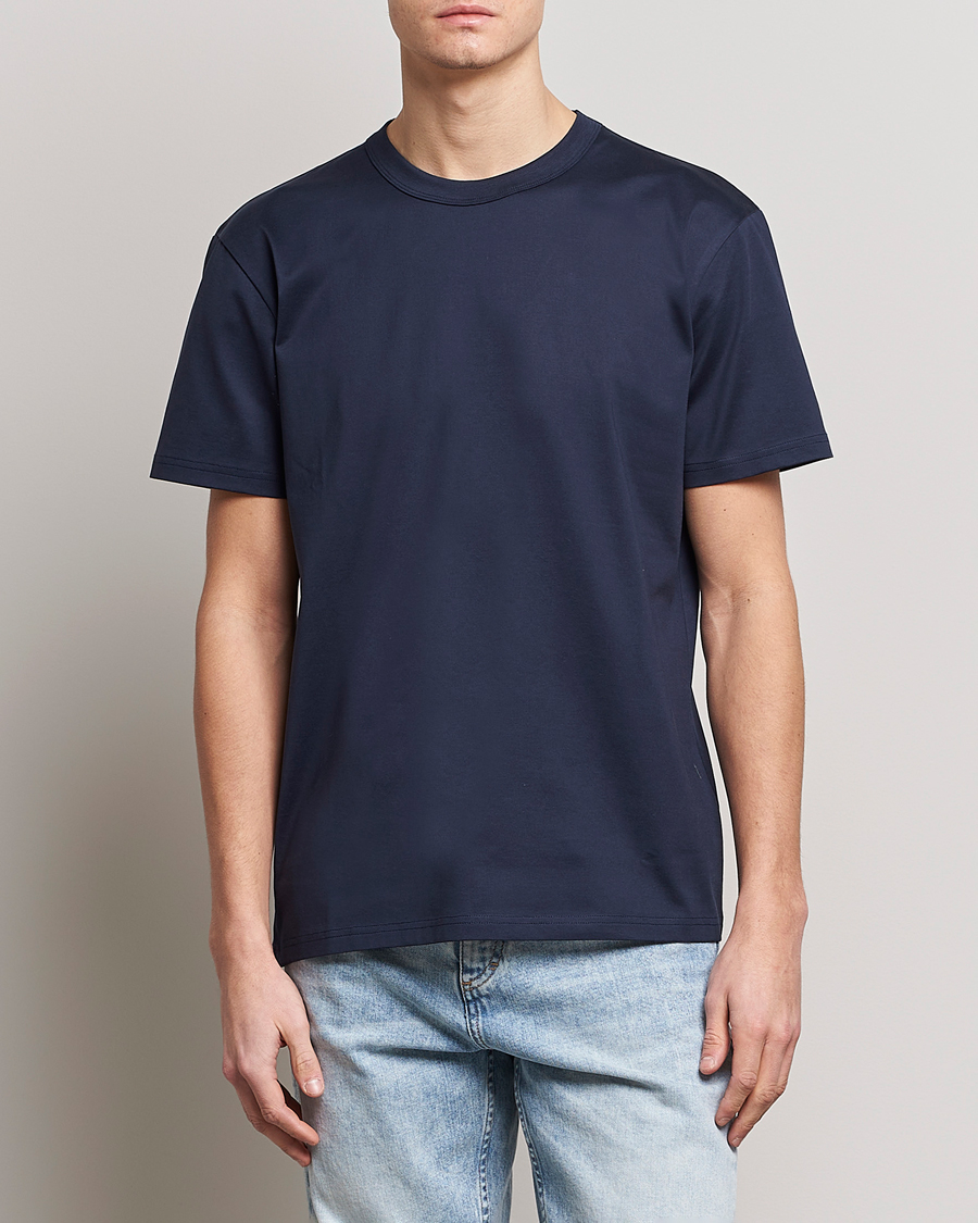 Herre | T-Shirts | Bread & Boxers | Pima Cotton Crew Neck T-Shirt Navy Blue