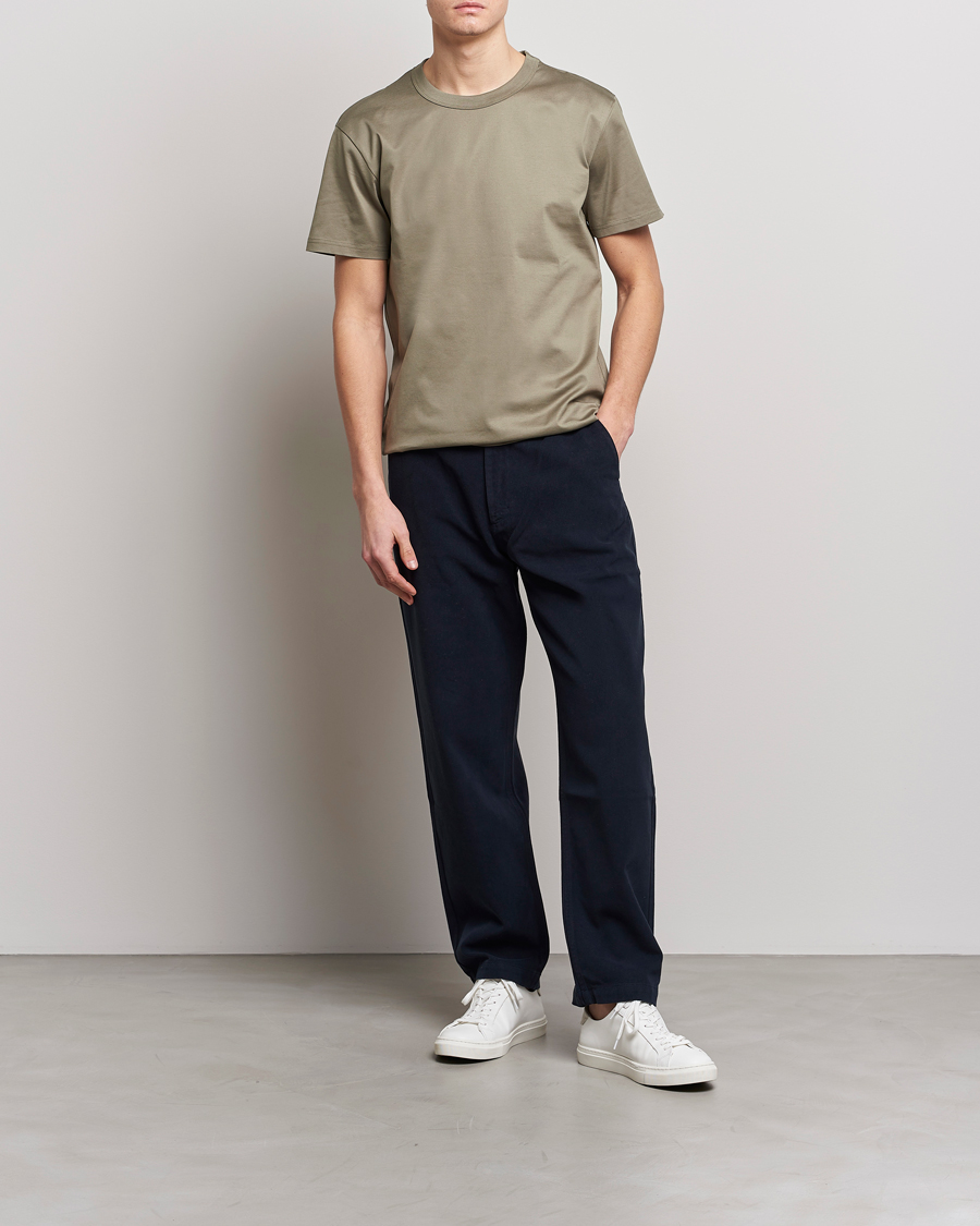 Herre | T-Shirts | Bread & Boxers | Heavy Pima Cotton Crew Neck T-Shirt Sage Green