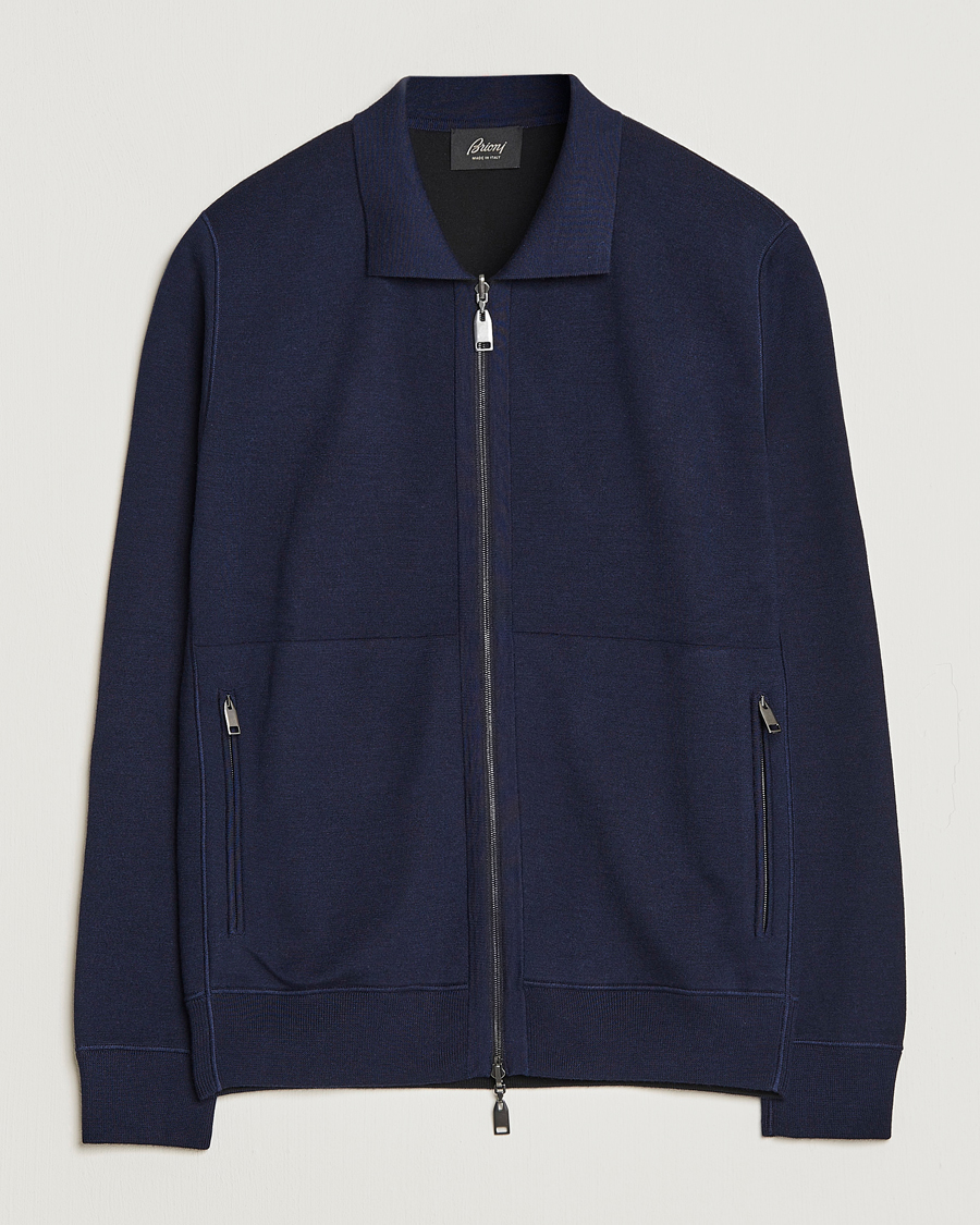Herre | Gensere | Brioni | Cashmere/Silk Zip Cardigan Navy