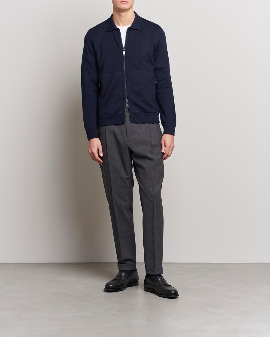 Herre | Gensere | Brioni | Cashmere/Silk Zip Cardigan Navy