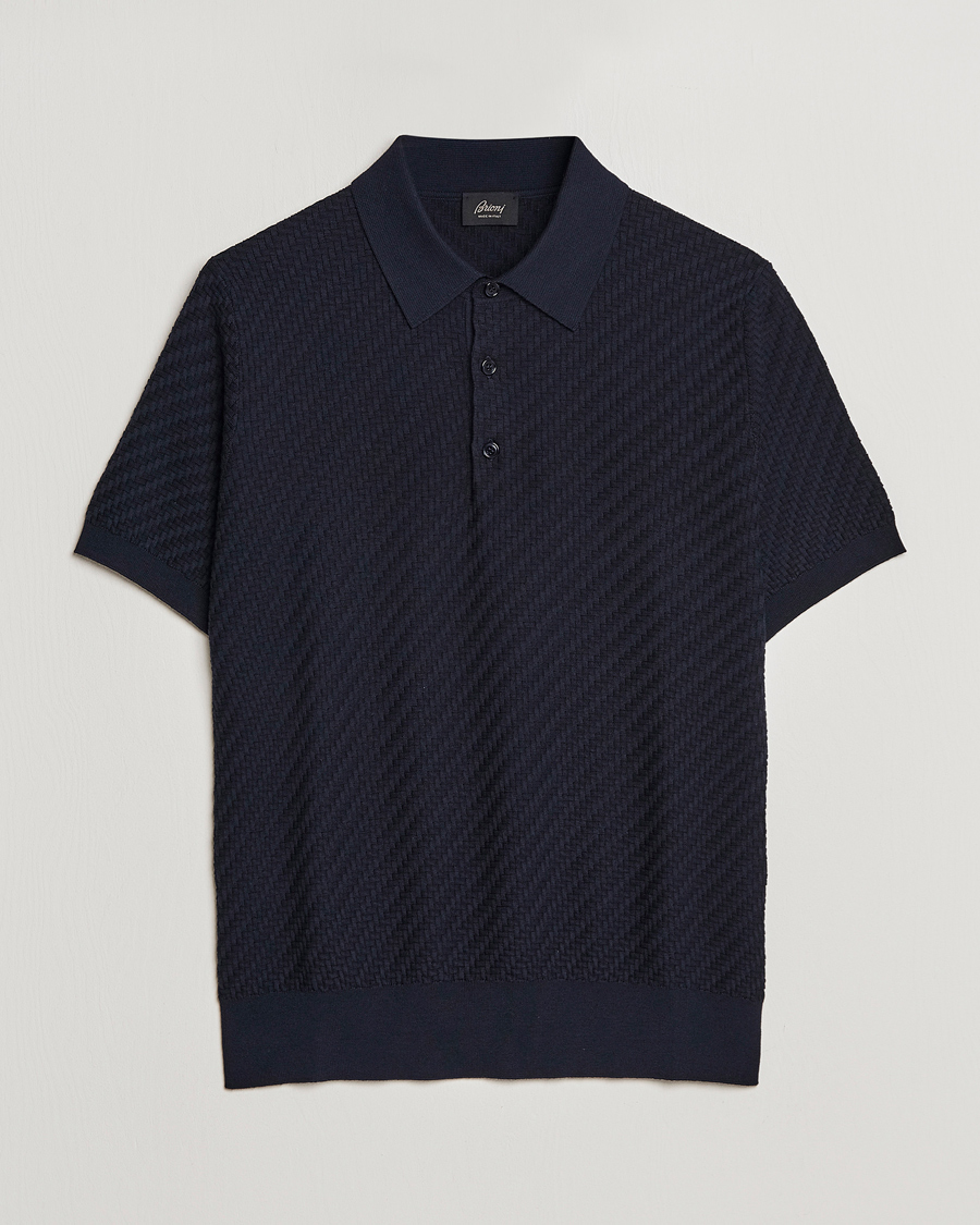 Herre | Gensere | Brioni | Basket Stitch Knitted Polo Navy