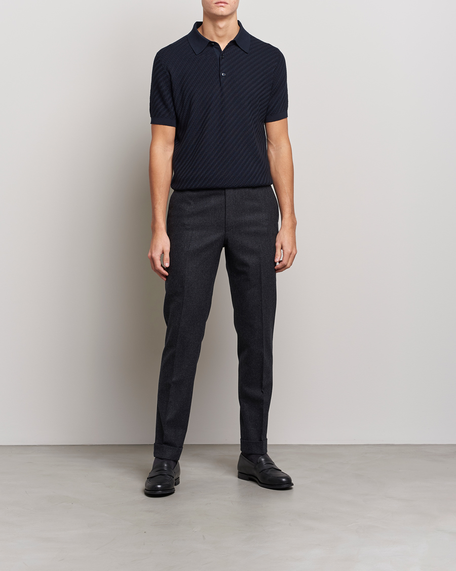 Herre | Gensere | Brioni | Basket Stitch Knitted Polo Navy
