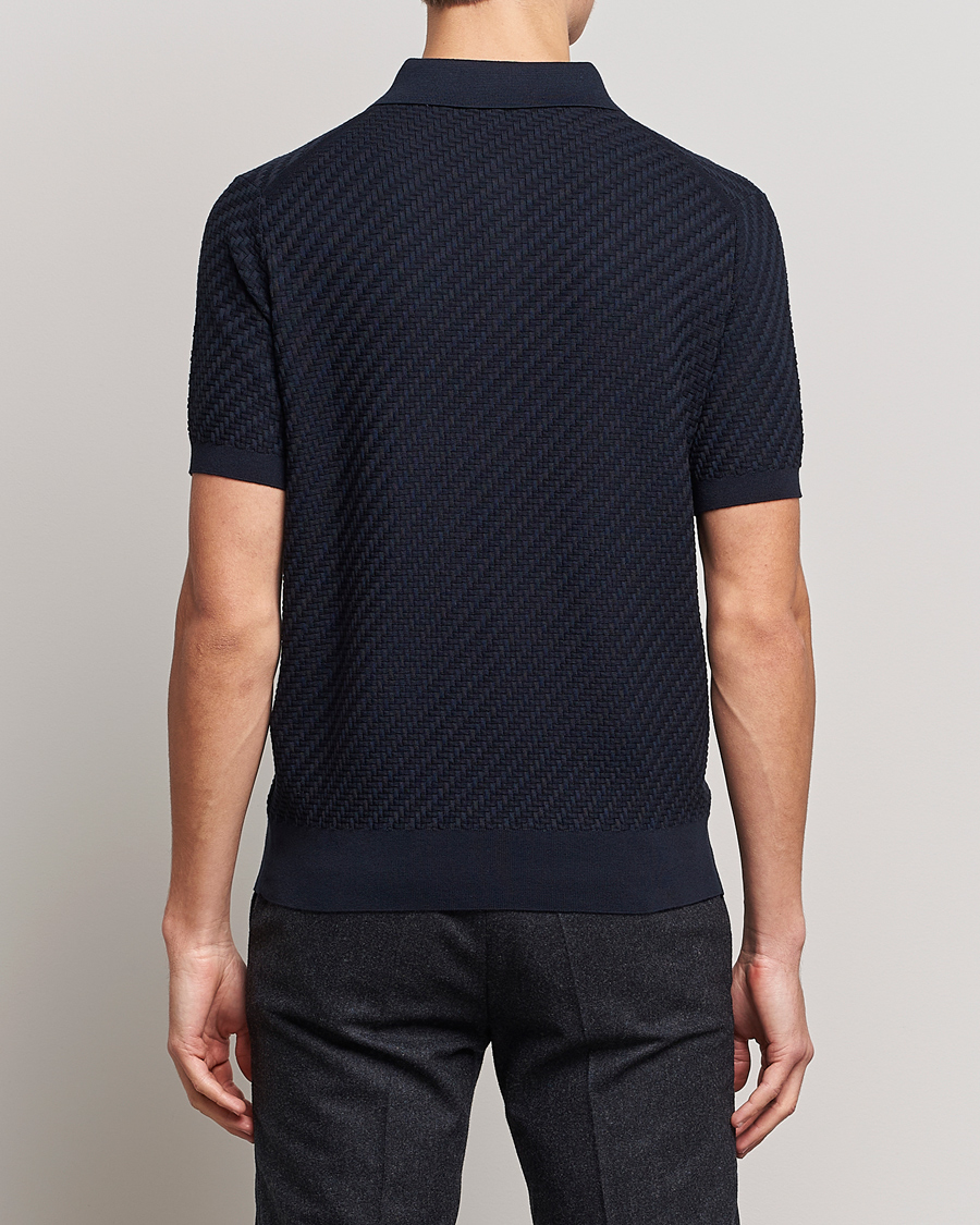 Herre | Gensere | Brioni | Basket Stitch Knitted Polo Navy