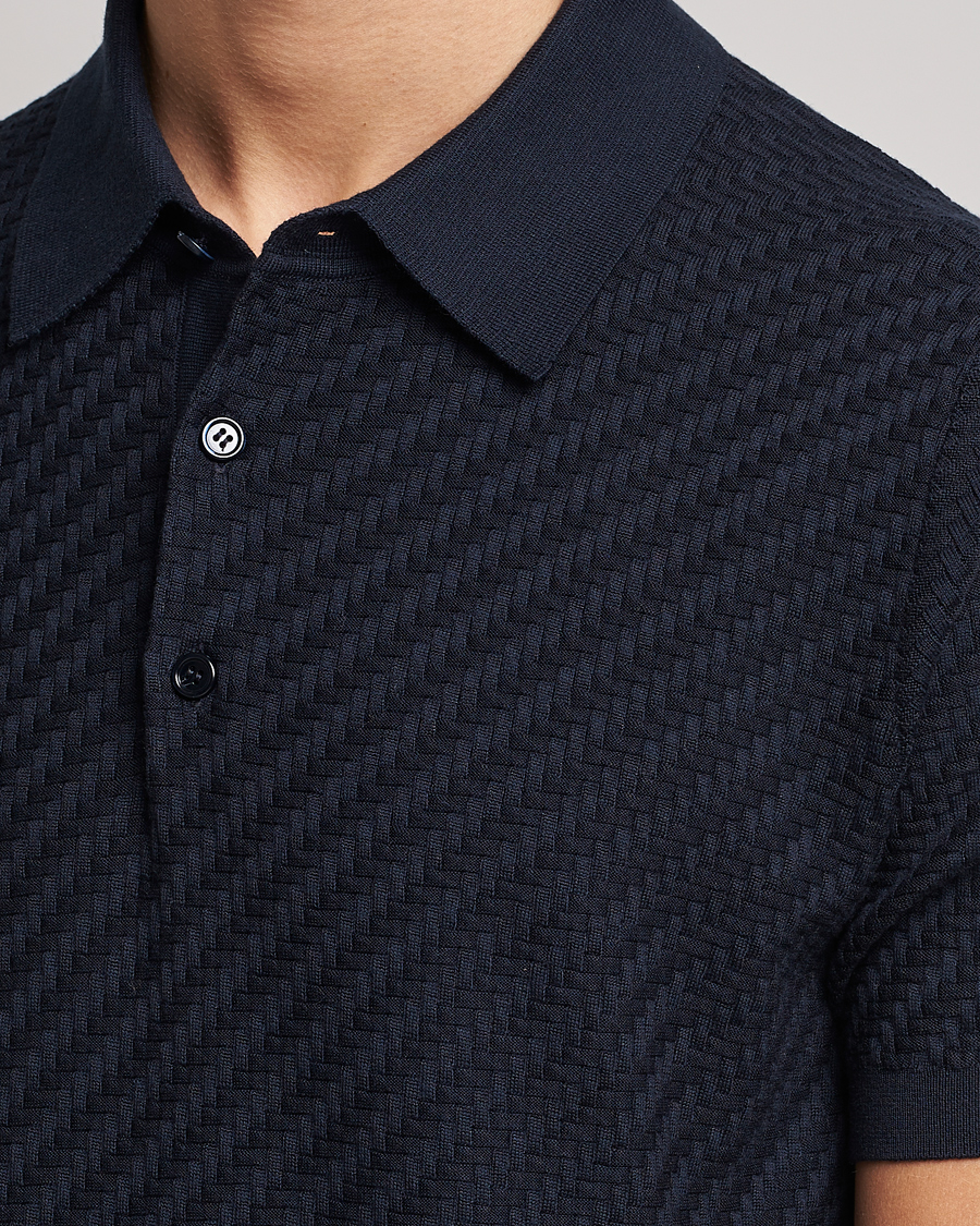 Herre | Gensere | Brioni | Basket Stitch Knitted Polo Navy