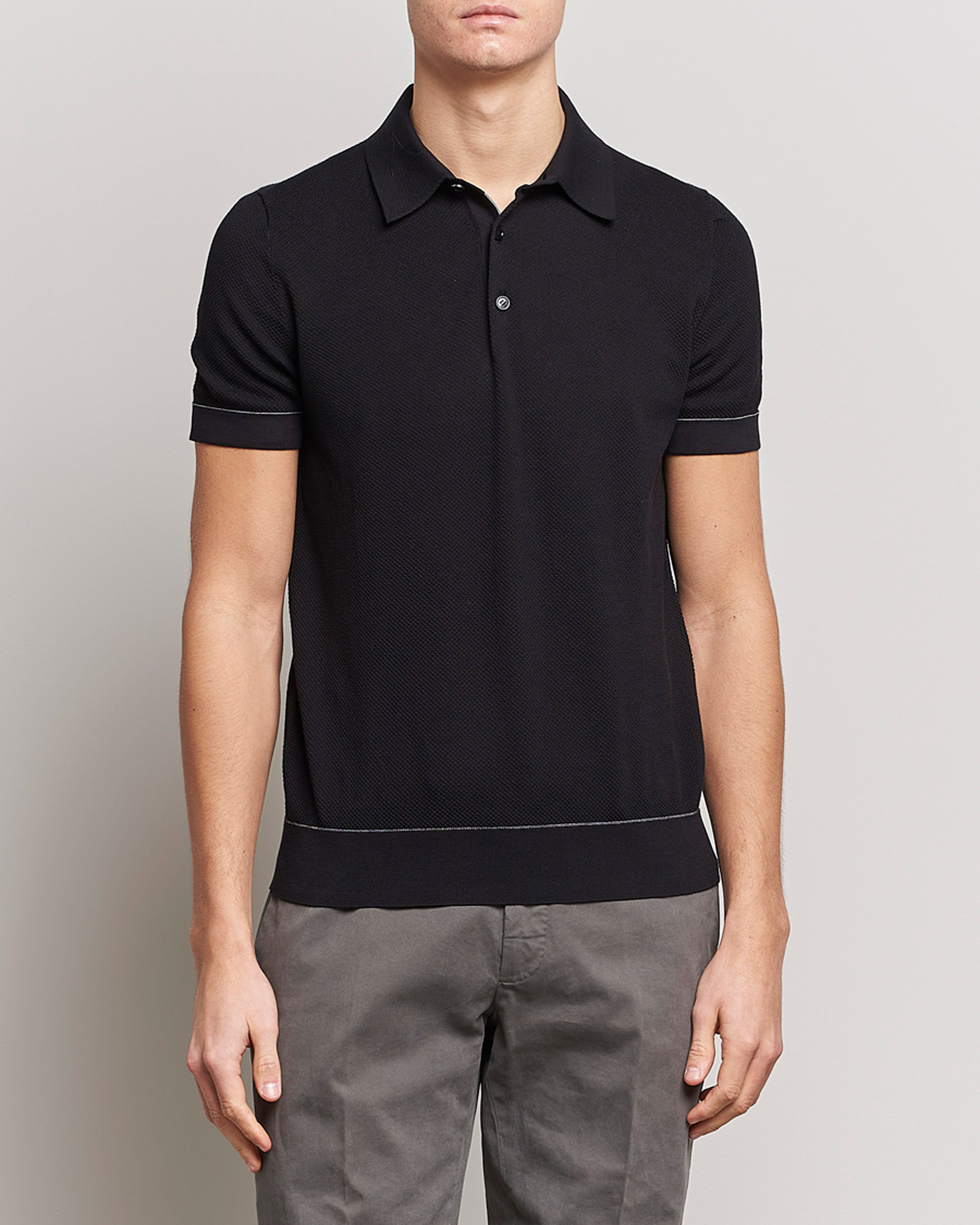 Herre |  | Brioni | Sea Island Knit Polo Black