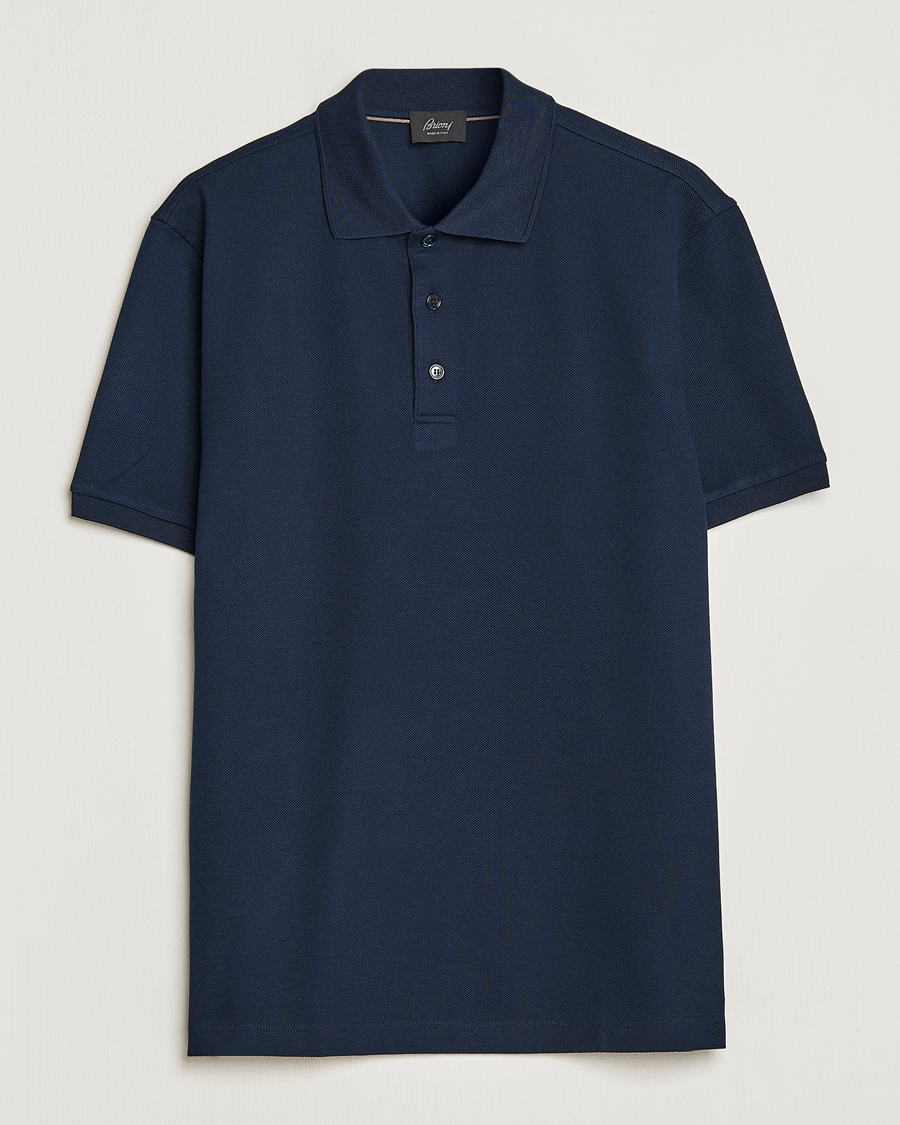 Herre | Pikéer | Brioni | Mercerized Cotton Piquet Navy