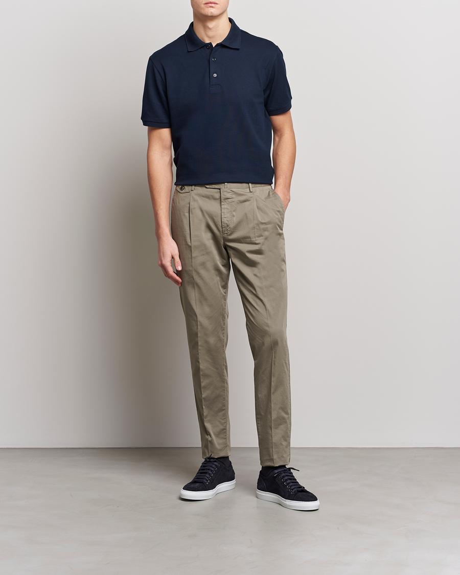 Herre | Pikéer | Brioni | Mercerized Cotton Piquet Navy