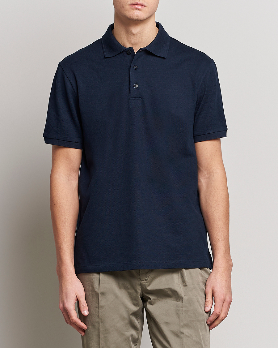 Herre | Pikéer | Brioni | Mercerized Cotton Piquet Navy