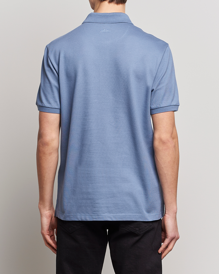 Herre | Pikéer | Brioni | Mercerized Cotton Piquet Light Blue
