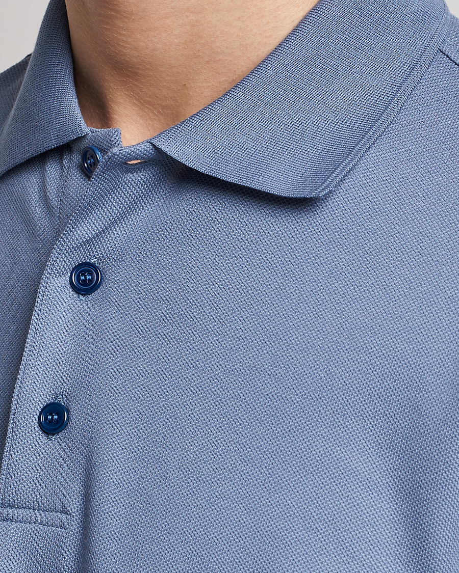 Herre | Pikéer | Brioni | Mercerized Cotton Piquet Light Blue