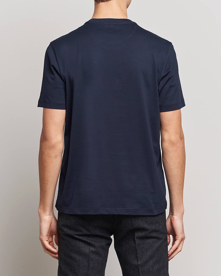 Herre | T-Shirts | Brioni | Short Sleeve Cotton T-Shirt Navy