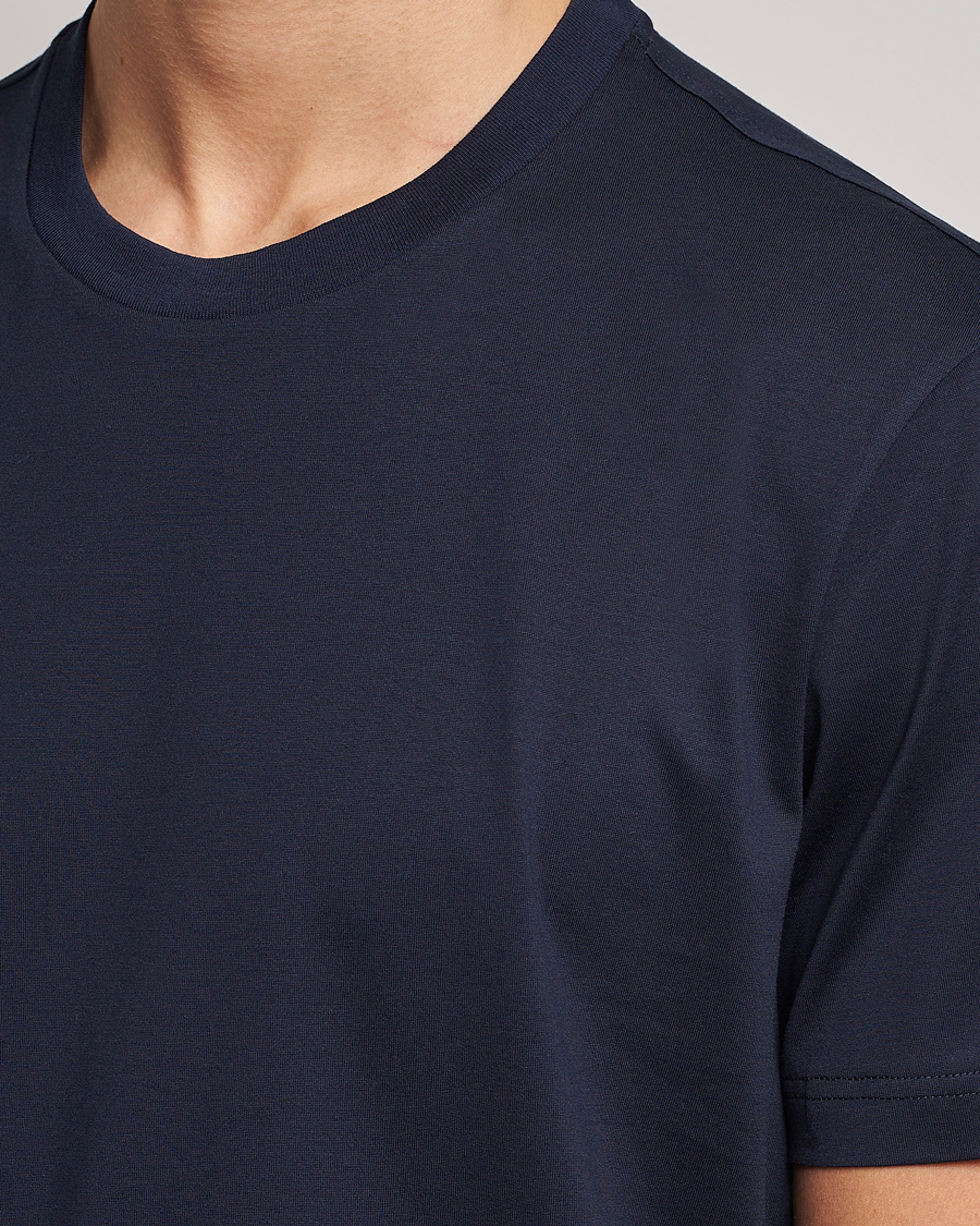 Herre | T-Shirts | Brioni | Short Sleeve Cotton T-Shirt Navy