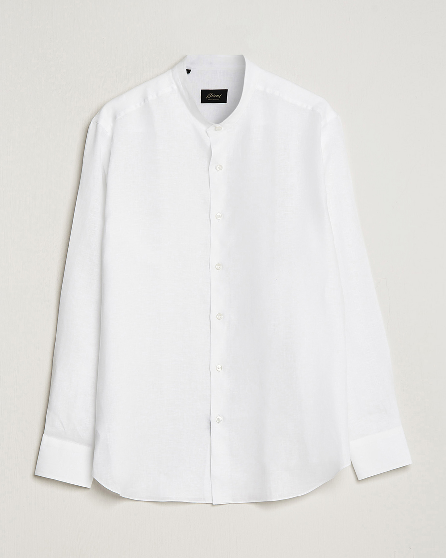 Herre | Skjorter | Brioni | Linen Guru Collar Shirt White