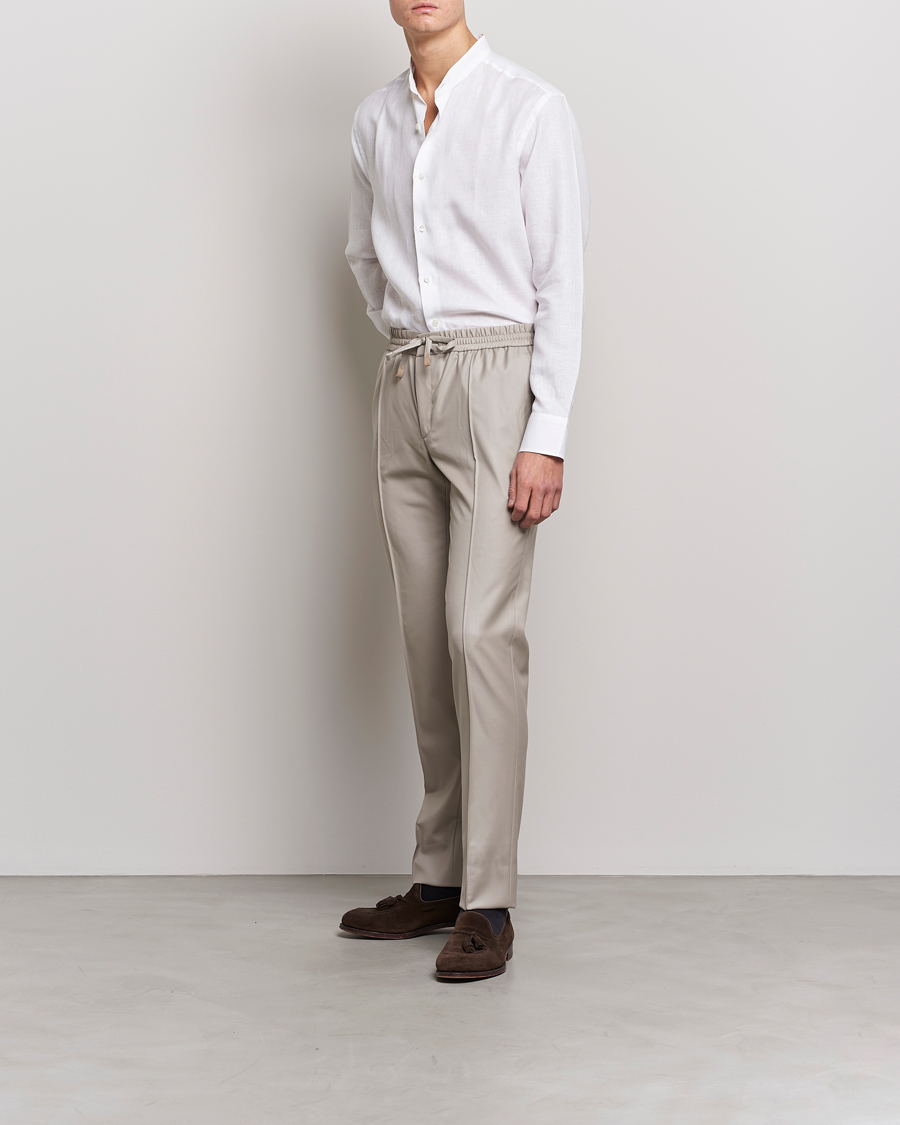 Herre | Skjorter | Brioni | Linen Guru Collar Shirt White