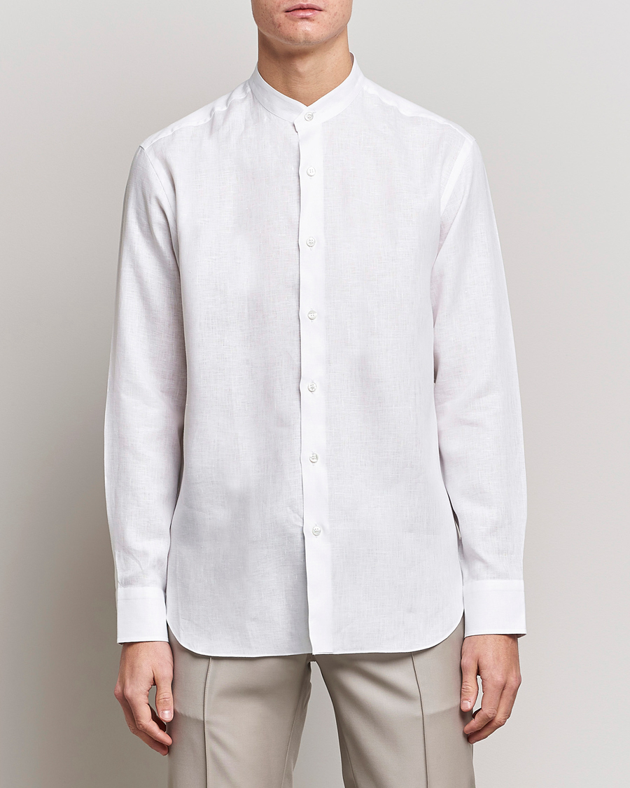 Herre | Plagg i lin | Brioni | Linen Guru Collar Shirt White
