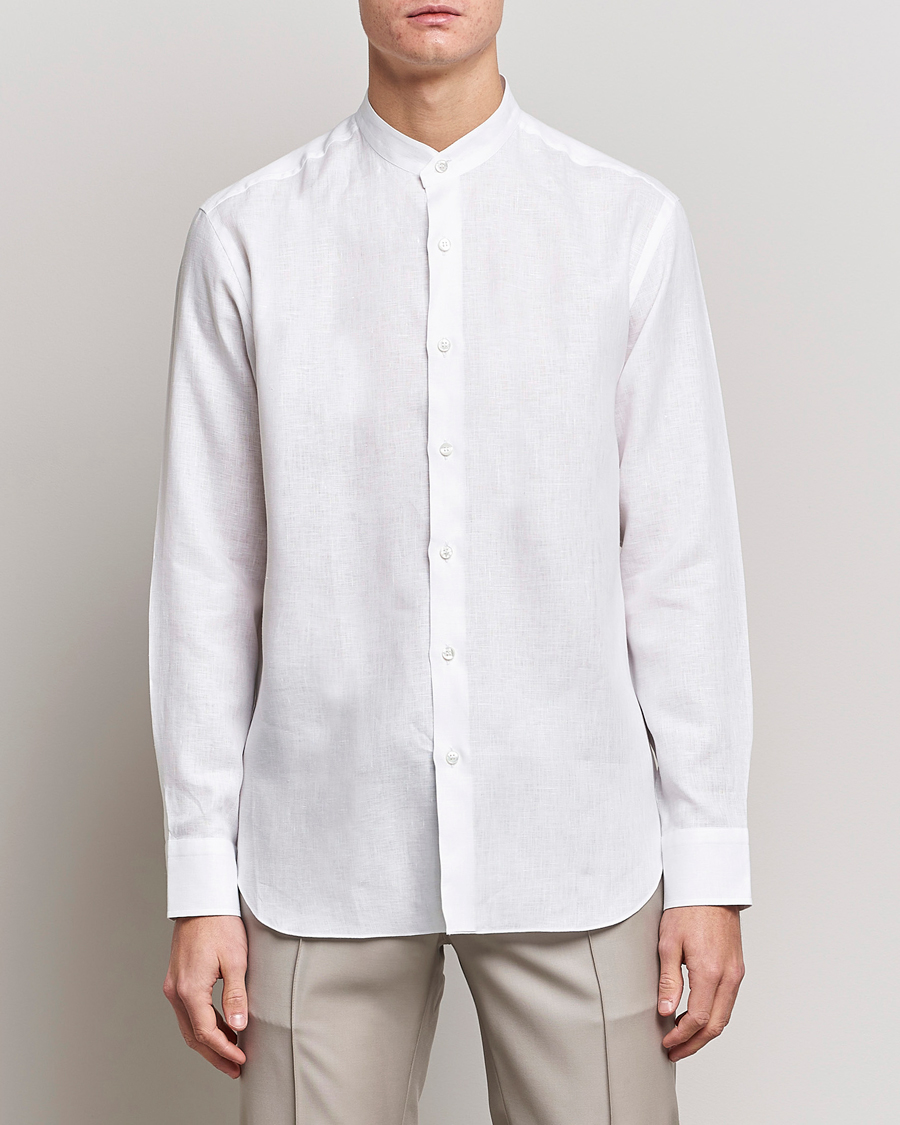 Herre | Skjorter | Brioni | Linen Guru Collar Shirt White